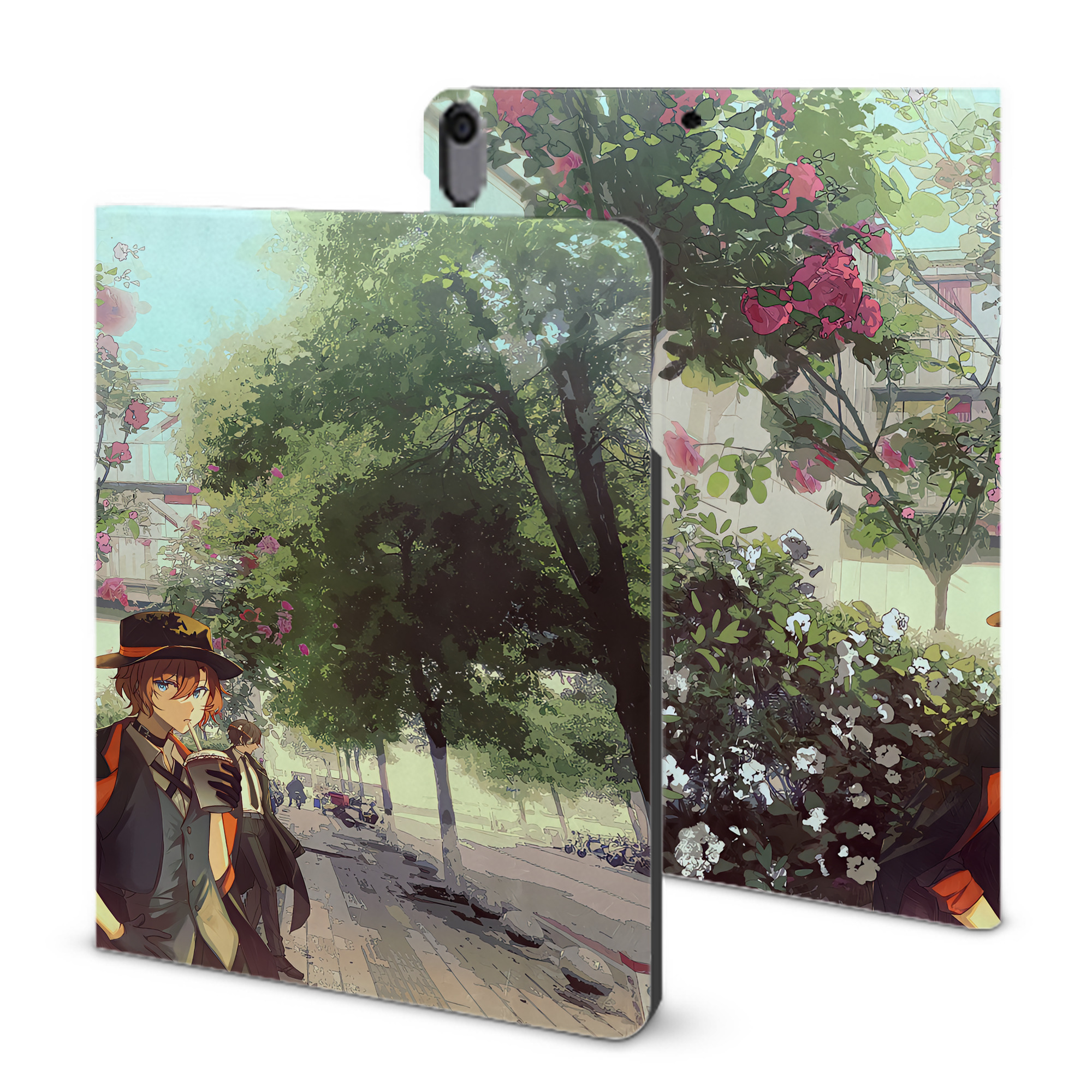 （画像用） 文豪ストレイドッグス Bungo Stray Dogs IPad ケース ブック型 PUレザー TPU 耐衝撃 軽量 薄型 ペン収納なし 全面保護 IPad 各モデル対応